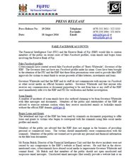 Press Release 19/2016: Fake Facebook Accounts