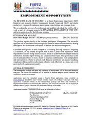 Advert FIU Position - Intelligence Analyst 2019 (Closed)