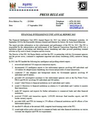 Press Release 23/2016: FIU Annual Report 2015