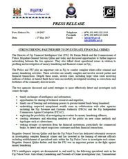 Press Release 10/2017: Strengthening Partnership to Investigate Financial crimes